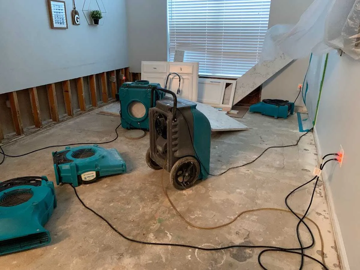 Dehumidifier in flood-cut room for Water Damage Restoration in Arnold